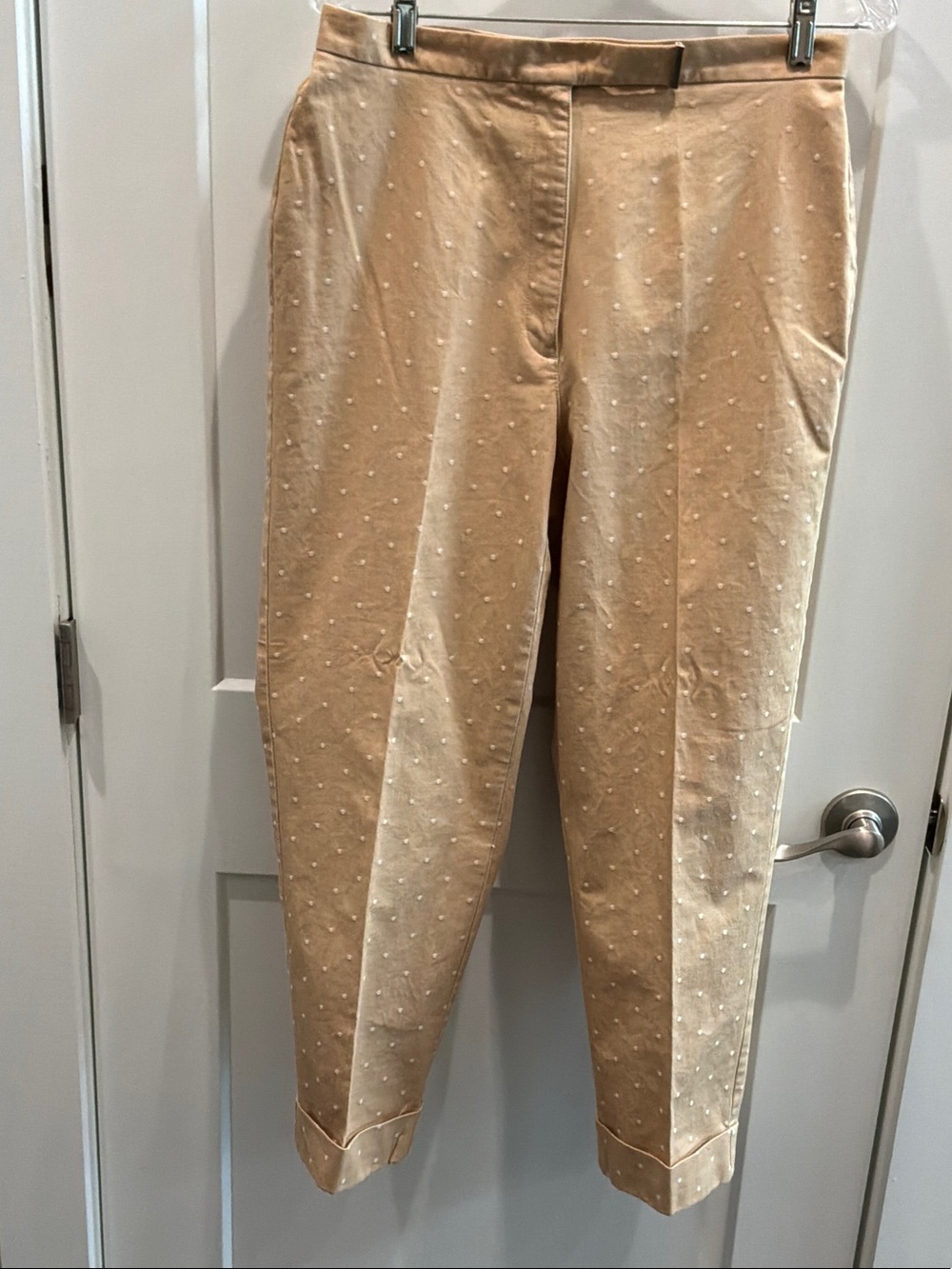 Liz Claiborne Cosette Style Size 12 Textured Cream Dot Beige Tapered Pants